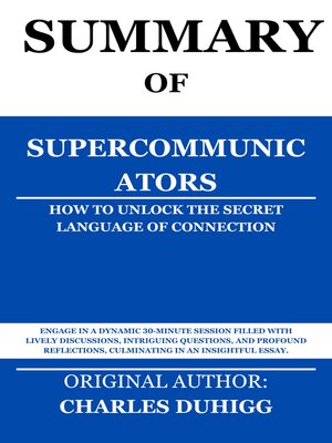 cover image of Summary of Supercommunicators by Charles Duhigg